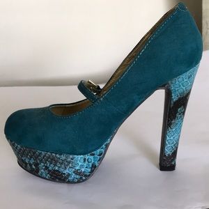 Turquoise & Snakeskin Stilettos